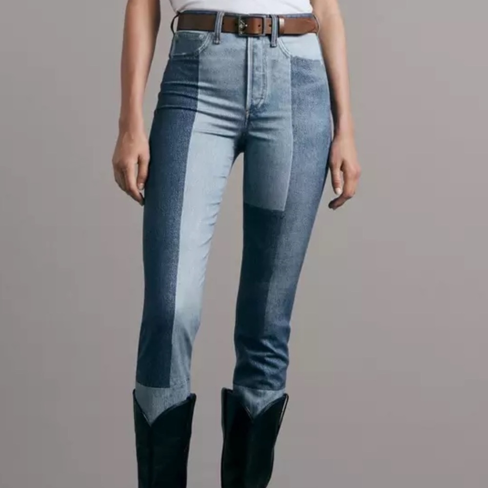 Rag & Bone printed denim patchwork pant